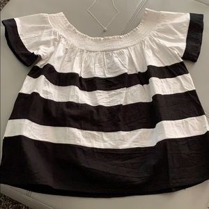 Black and White Off Shoulder Shirt